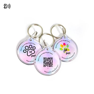 Etiqueta NFC RFID para mascotas tipo hueso de perro epoxi con código QR personalizado NTAG 216 888 bytes para rastreo