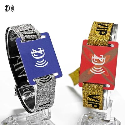 NFC personalizado 13.56MHz Pulsera desechable de tela con chip S50 Brazalete RFID para control de acceso de la fiesta del evento