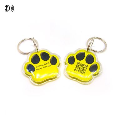 Etiqueta NFC RFID para mascotas tipo hueso de perro epoxi con código QR personalizado NTAG 216 888 bytes para rastreo