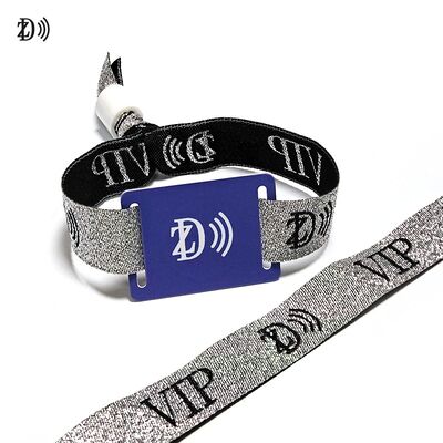 NFC personalizado 13.56MHz Pulsera desechable de tela con chip S50 Brazalete RFID para control de acceso de la fiesta del evento