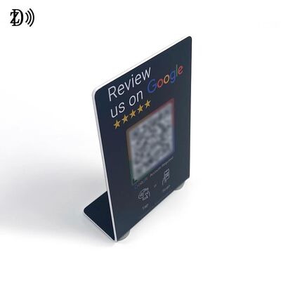 Logotipo personalizado NFC Stand Revisión de redes sociales NTAG213 NFC PVC Google Review Tarjeta Menú Display Stand